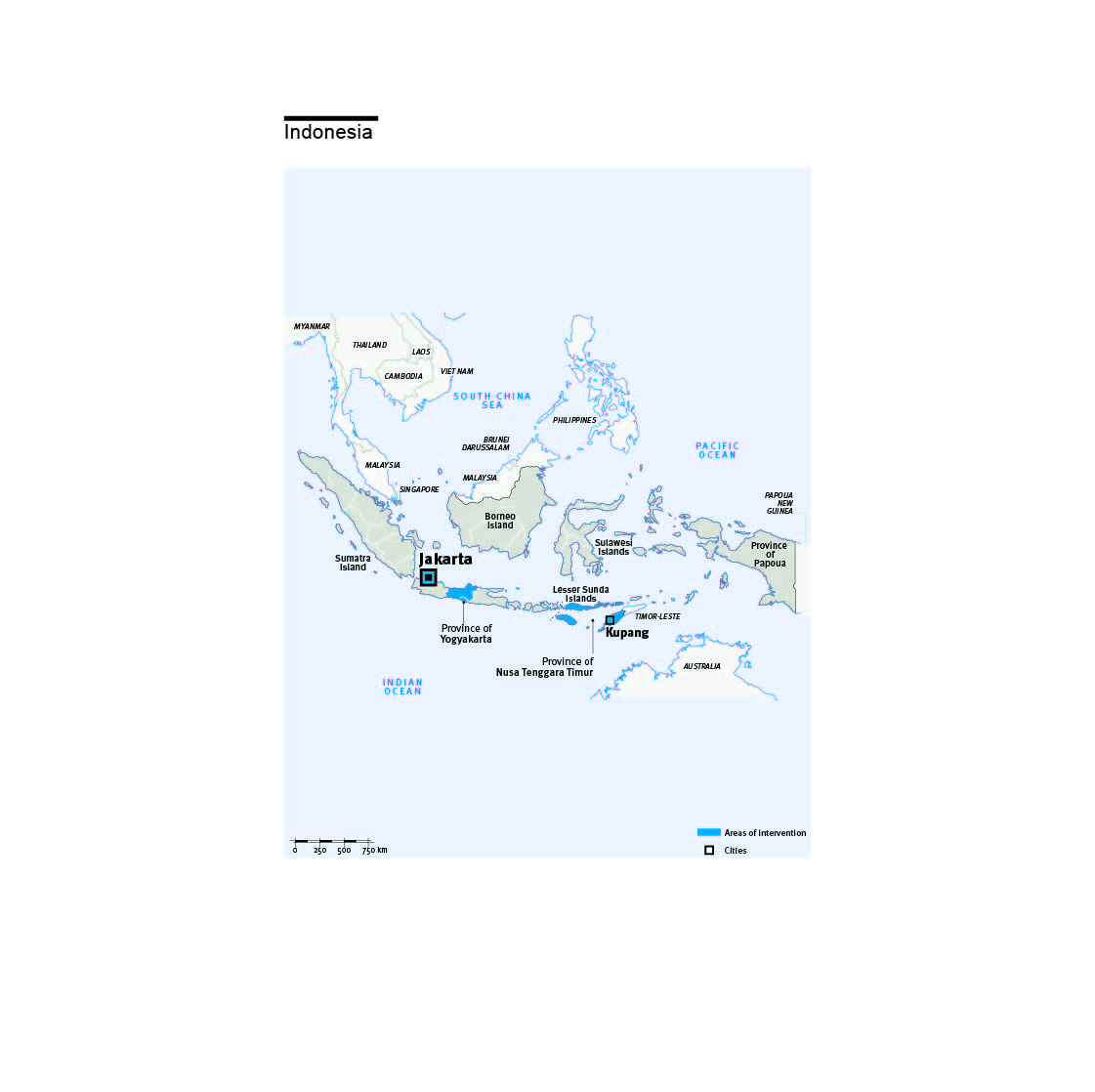Carte des interventions de HI en Indonésie