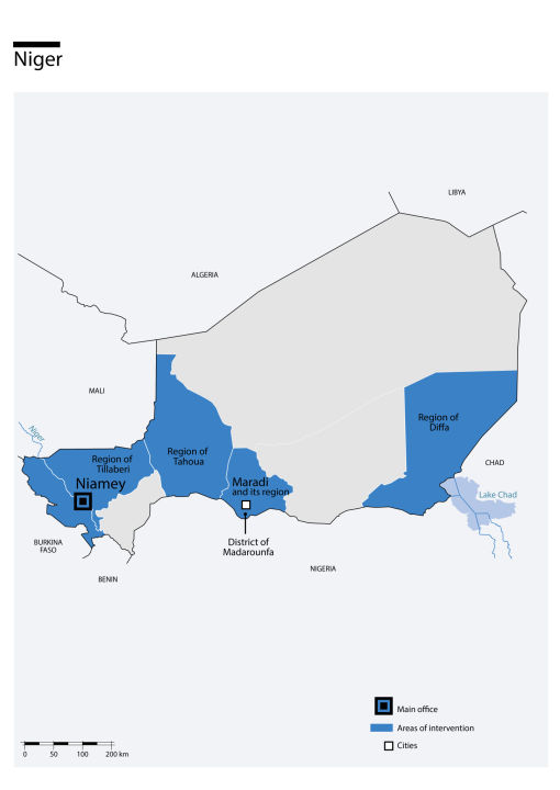 Carte des interventions de HI au Niger