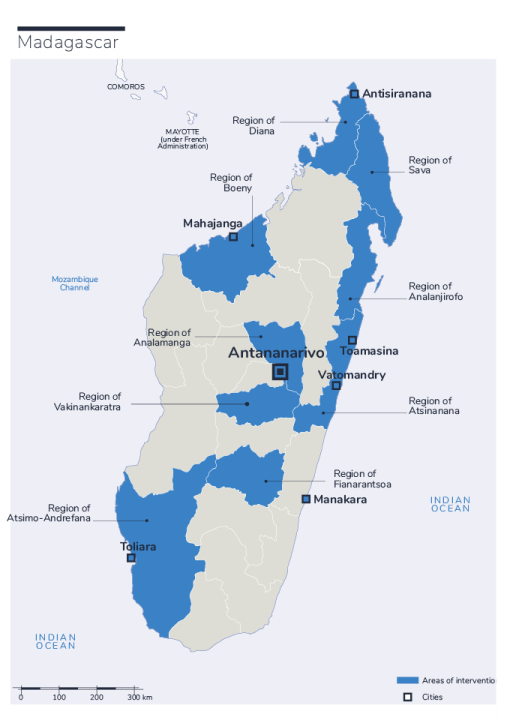 Carte des interventions de HI à Madagascar