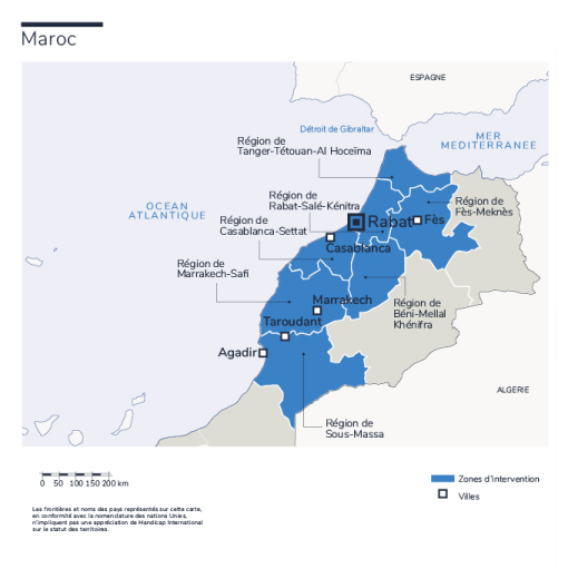 Carte des interventions de HI au Maroc